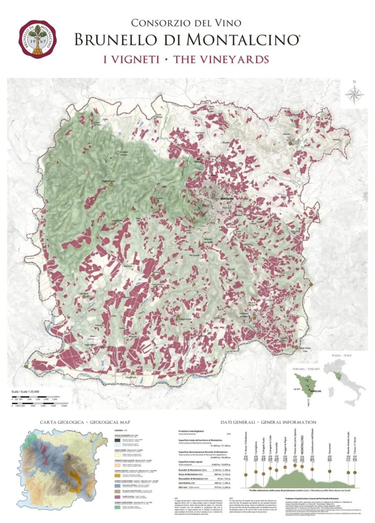 Mappa cartina zonazione Montalcino 